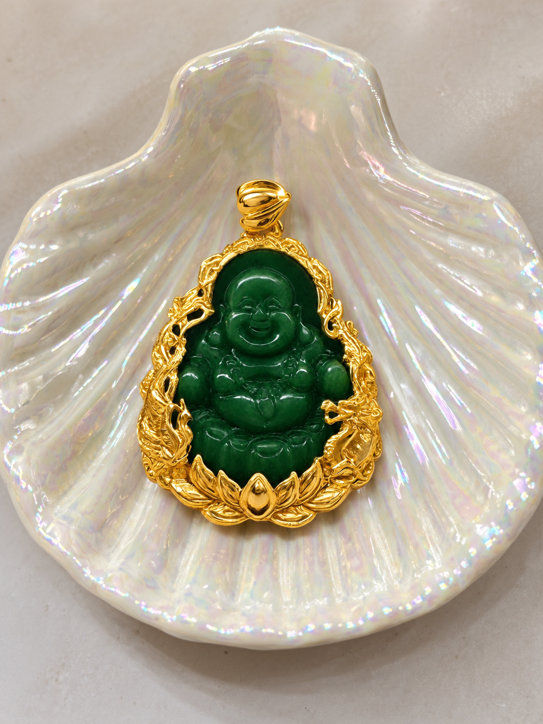 Green Jade Laughing Buddha